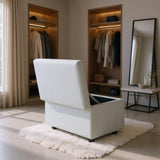 Light Gray Linen-Textured Storage Ottoman with Rubber Feet 634343cm Bench for Entryway, Bedroom 14436871