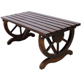 Outdoor Rustic Wooden Bench with Wagon Wheel Legs, 2 People Outdoor Bench Garden Bench Front Porch W465P222623