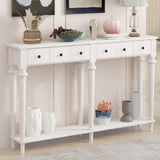 TREXM Retro Console Table with 4 Drawers and Open Shelf, perfect for Entryways, Living Rooms, and N715P202860K