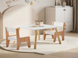 White & Wood Tone Kids Table and 2 Chairs Set, MDF, 60*60*44cm 11132323