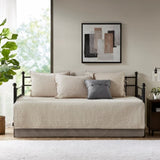 6 Piece Reversible Plaid Daybed Cover Set Neutral Daybed B035P266679
