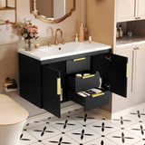 36'' Wall Mounted Bathroom Vanity with Resin Sink, Floating Bathroom Storage Cabinet with 2 Drawers, N710P253035B