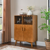 31.5" Liquor Cabinet with Wine Glass Holder & Wine Rack & Adjustable Shelf, Wine Cabinet, Kitchen W1801P195634