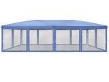 10x20 ft Instant Pop Up Canopy Tent Blue, 6 Mesh Panels 2 Doors 4 Net Sides, Powder Coated Iron 07293396