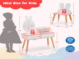 2-in-1 Kids Vanity Table Set with Detachable Mirror, White Dressing Table with Storage Shelf & 09880666