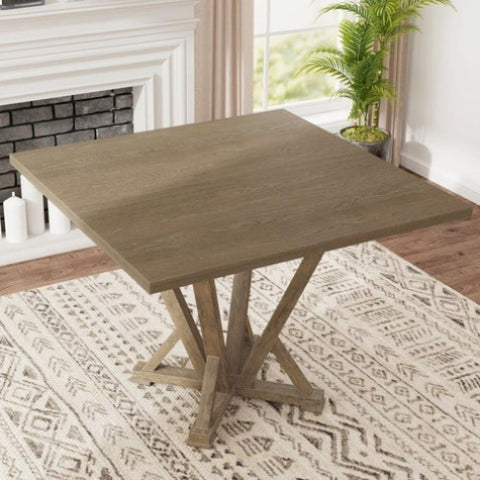 ZUN Modern Farmhouse Square Counter Table 45inch Solid Wood Rubberwood Antique Finishing Rustic Look W2537P168478