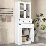 ZUN Tall Bathroom Storage Cabinet, Cabinet with Four Doors and Drawers, Adjustable Shelf, MDF Board, N725P186647W