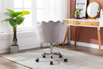 ZUN COOLMORE Velvet Home Office Chair with silver Base, Modern Cute Shell Back Upholstered Desk Chair W39523200