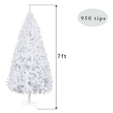 ZUN 7FT Iron Leg White Christmas Tree with 950 Branches 89110118