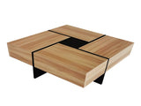 Unique Design Coffee Table 4 Hidden Storage Compartments, Square Cocktail Table WF305182AAD