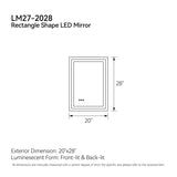 20"*28"LED Bathroom Mirror,Front-Lit and Back-Lit, Stepless Dimmable, 3 Colors CRI90, Brightness T3177P320622