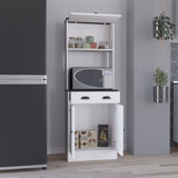 Apex Kitchen Pantry 66.3" H with Drawer, 2 Cabinets, and Microwave Stand, White/Black B097P199737