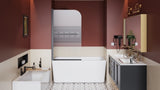 32.in W x 55.in H Shower Door Bathtub, 1/4 inch Thick Bohemian PatternTempered Glass Shower Door W3048P354730