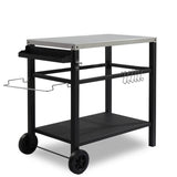 Stainless Steel Flattop Grill Cart, Movable BBQ Trolley Food Prep Cart, Multifunctional Worktable 87068651