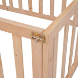 Twin Size Wood Floor Bed Frame with Fence and Door, Natural WF299299AAM