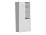 Riner Multistotage 67" H with 5-tier storage shelves and 2 doors, White B097P199734