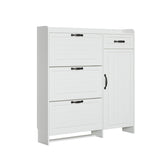 White color shoe cabinet with 4 doors 1 drawers,large space for storage W1320P147738