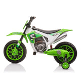 ZUN 12V Kids Ride on Toy Motorcycle, Electric Motor Toy Bike with Training Wheels for Kids 3-6, Green W2181137974