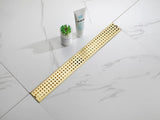 24 Inch Linear Shower Drain with Removable Square Patterned Grate, 304 Stainless Steel with Hair 20605305