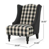 TODDMAN HI-BACK CLUB CHAIR, High-Back Fabric Club Chair, Black Checkerboard and Dark Charcoal 28D x 64469.00BLKCHKDCHAR