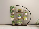 62.2 Inch Tall Metal Indoor Plant Stand with Grow Lights, 9 Tier Moon-Shaped Plant Shelf with LED W3101P443485