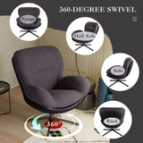360&deg Swivel Office Chair, Modern Chenille Chair with Faux Leather and Black Metal Base Frame, No N817P205024H
