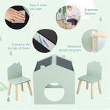 3 Pieces Wooden Kids Table and Chair Set - Inclined Chalkboards Ergonomic 70905908