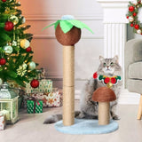 ZUN 27.5in Coconut Palm Tree Cat Scratching Post, Cute Cat Scratcher with Natural Sisal Posts & Dangling 19365590