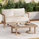 ZUN 2 - Person Outdoor Acacia Wood Patio Seating Group with Cushions and Coffee Table for Porch, Garden, 73169.00BBGE