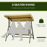 3-Seat Patio Swing Chair, Porch Swing Glider with Cushion, 3 Throw Pillows & Adjustable Canopy for W2225142478