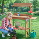 Outdoor Garden Potting Bench Table with Folding Pallet, Wooden Horticulture Planting Worstation with 24967245