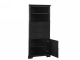 Black Triangle Tall Cabinet with 3 Drawers and Adjustable Shelves for Bathroom, Kitchen or Living 02825158