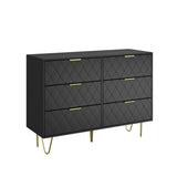 ZUN Modern black 6 Drawers for Bedroom, Small Size Modern 6 Drawer Dresser, Wide Chest of Drawers with W1706P189830