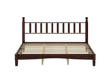 Queen Size Wood Platform Bed with Gourd Shaped Headboard,Retro Style Platform Bed with Wooden Slat 02255081