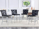 A set of 2 black vintage crocodile bar chairs, featuring crystal clasp design and synthetic W3875P383114