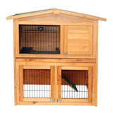 ZUN 40" Triangle Roof Waterproof Wooden Rabbit Hutch A-Frame Pet Cage Wood Small House Chicken Coop Natu 46986252