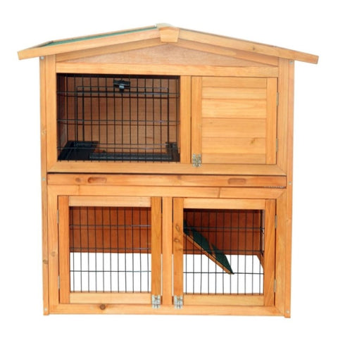 ZUN 40" Triangle Roof Waterproof Wooden Rabbit Hutch A-Frame Pet Cage Wood Small House Chicken Coop Natu 46986252