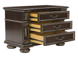 Traditional Design Dark Cherry Finish with Gold Tipping 1pc Nightstand of 3x Drawers Formal Style B01163511