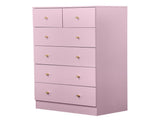25.98"*15.75"*43.7" 5-Tier 6-Drawer Cabinet Drawer Dresser with Gold Handles Macaron Pink 89911285