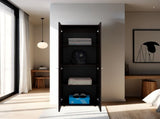 Armoire, 2 Doors, 4 Shelves, Walnut / Black Wengue B097P369451