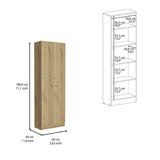 Multistorage Cabinet 71" H, Two Doors, Five Internal Shelves, Light Oak / Black B097132950