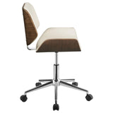 ZUN Ecru and Walnut Swivel Office Chair B062P153784