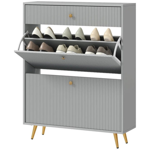 ZUN Gray shoe cabinet with adjustable shoe rack 17428289