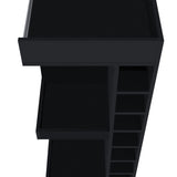 FM FURNITURE Lamer Corner Bar Cabinet with Wine Rack and Open Shelf, Black B128P269884