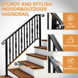 Matte Black Outdoor 4 Level Iron Handrail 05779125