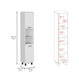 Hobart Pantry, Four Legs, Three Interior Shelves, Two Shelves, Two Cabinets -White B20091871