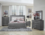 ZUN Modern Bedroom Gray Finish 1pc Chest of 5x Dovetail Drawers Beveled Mirror Trim Wooden Furniture B011P178527