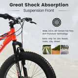 ZUN S24109 Elecony 24 Inch Fat Tire Bike Adult/Youth Full Shimano 7 Speeds Mountain Bike, Dual Disc W709P174686