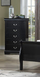 ZUN 1pc Black Finish Five Drawers Louis Philip Chest Solid Wood Contemporary Sleek Ample Storage B011P193098