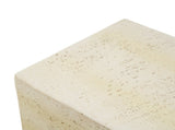 Light Tan Square MGO Side Table, Faux Travertine Textured Accent End Table, Pre-Assembled Non-KD N770P473013L